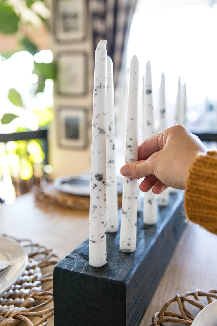 Easy Wax Splattered Candles TUTORIAL // www.deliacreates.com
