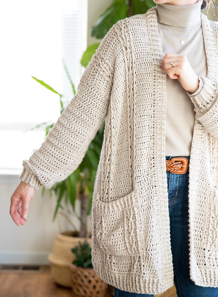 Crochet Cabled Cardigan - free pattern and tutorial for sizes XXS- XXL