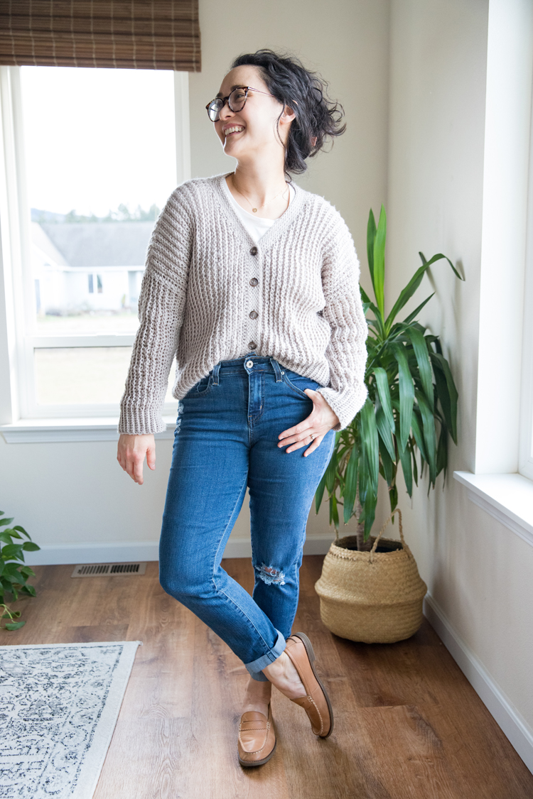 Button up Cardigan Sweater – Free Crochet Pattern sizes XXS-XXL