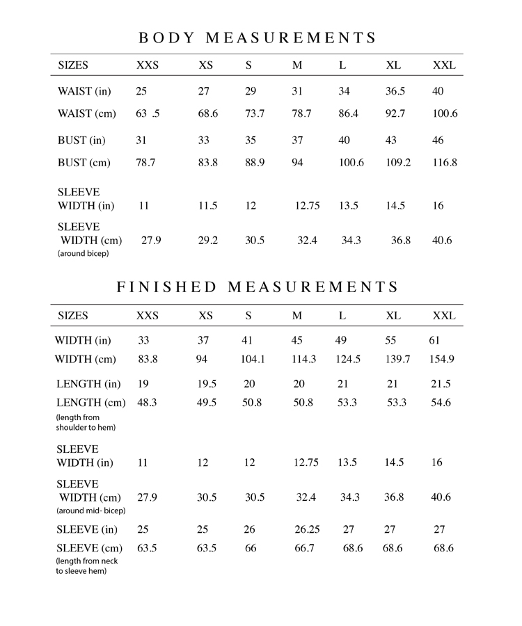 Size Guide  Room 24