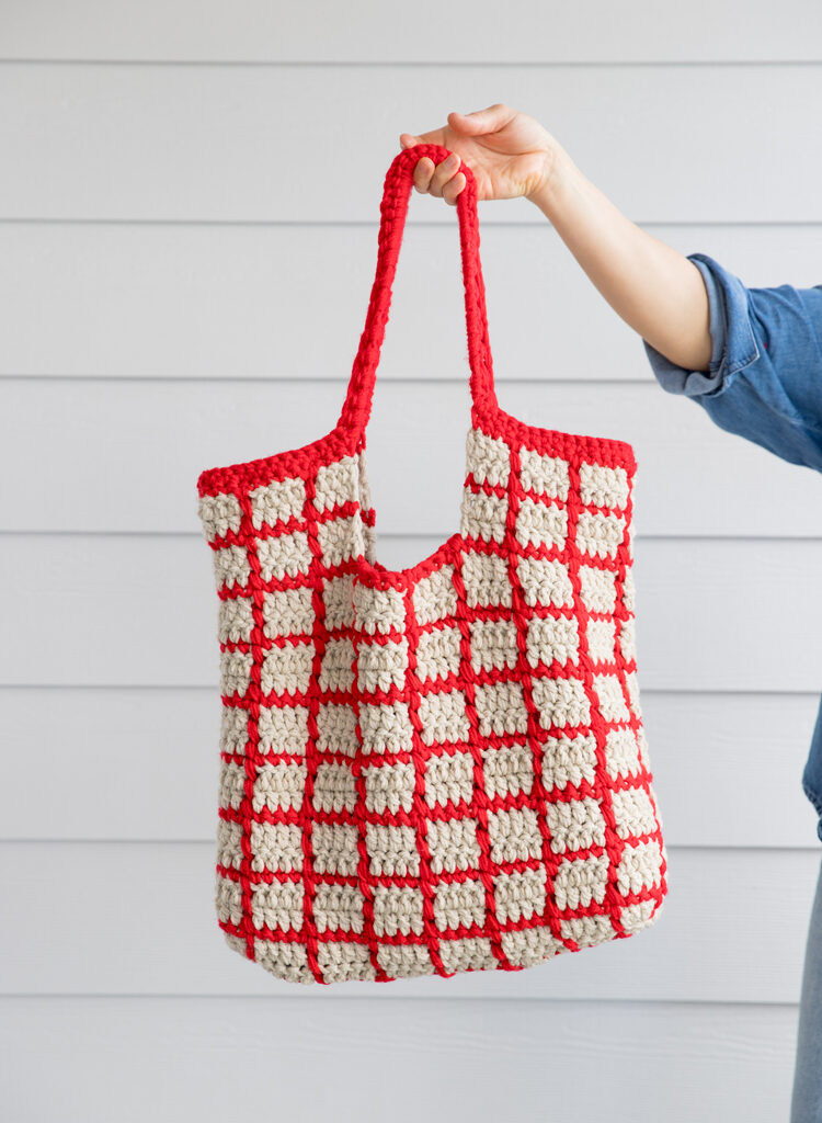 Windowpane Crochet Tote - Free Pattern and Tutorial // www.deliacreates.com