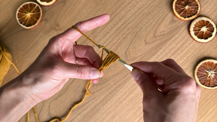 Chains + Puffs Crochet Garland // free pattern and video tutorial at www.deliacreates.com