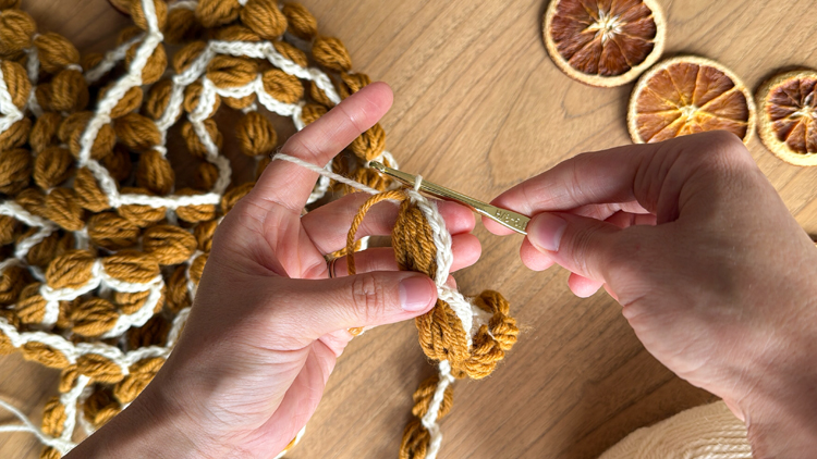 Chains + Puffs Crochet Garland // free pattern and video tutorial at www.deliacreates.com