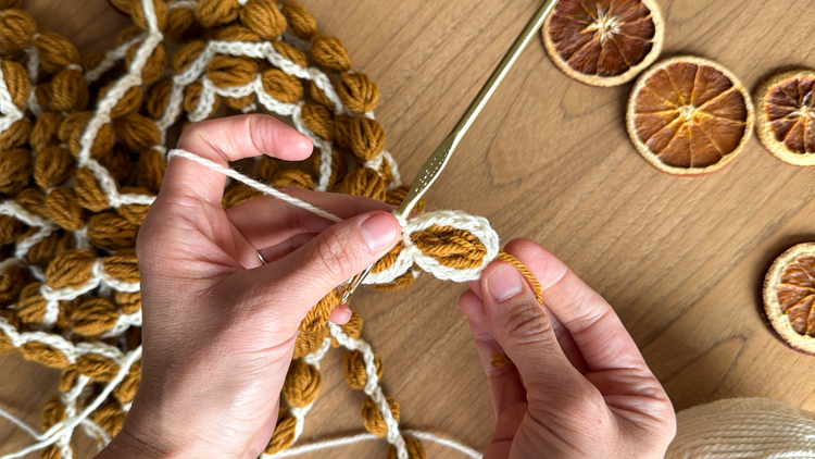 Chains + Puffs Crochet Garland // free pattern and video tutorial at www.deliacreates.com