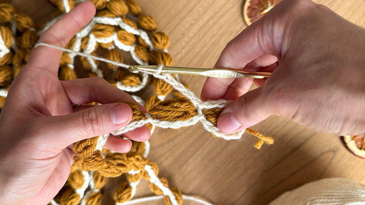 Chains + Puffs Crochet Garland // free pattern and video tutorial at www.deliacreates.com