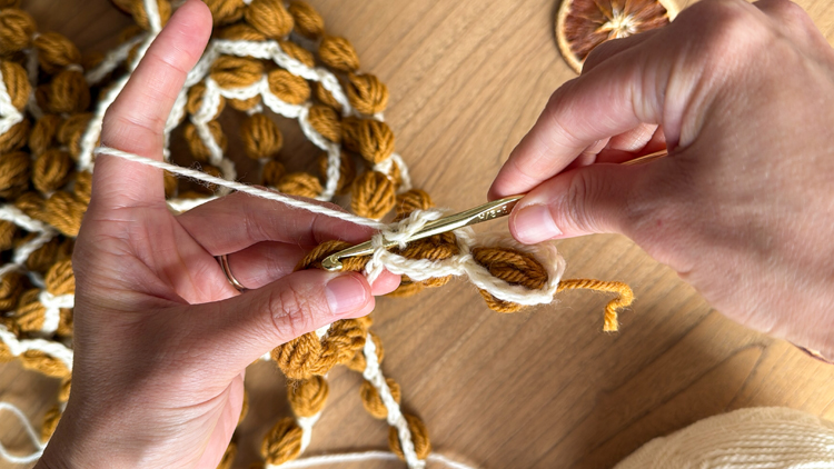 Chains + Puffs Crochet Garland // free pattern and video tutorial at www.deliacreates.com