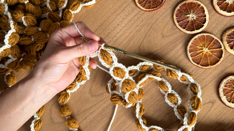 Chains + Puffs Crochet Garland // free pattern and video tutorial at www.deliacreates.com