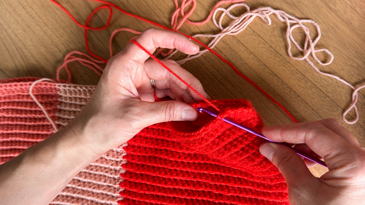 Color Blocked Crochet Beanie // free pattern and video tutorial at www.deliacreates.com