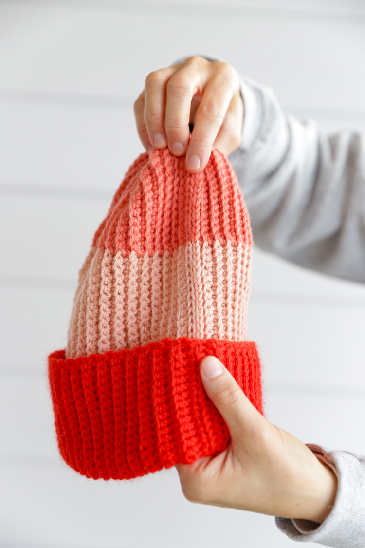 Color Blocked Crochet Beanie // free pattern and video tutorial at www.deliacreates.com