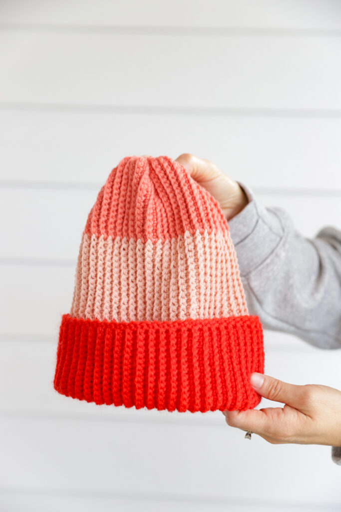 Color Blocked Crochet Beanie // free pattern and video tutorial at www.deliacreates.com