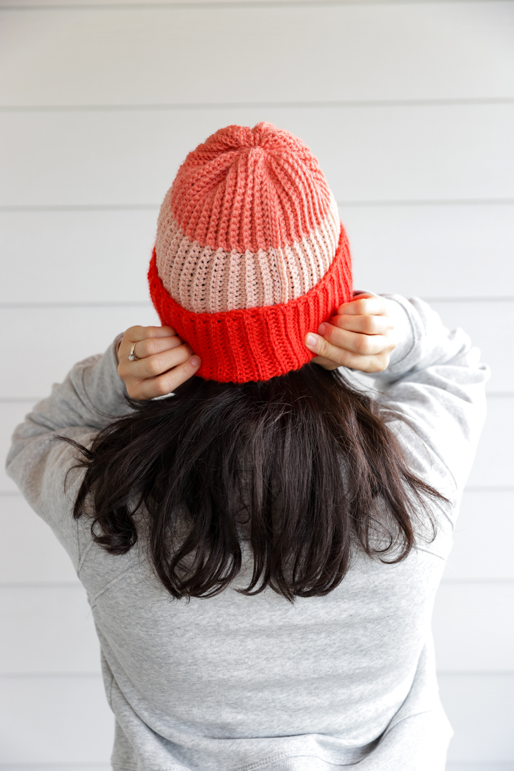 Color Blocked Crochet Beanie // free pattern and video tutorial at www.deliacreates.com