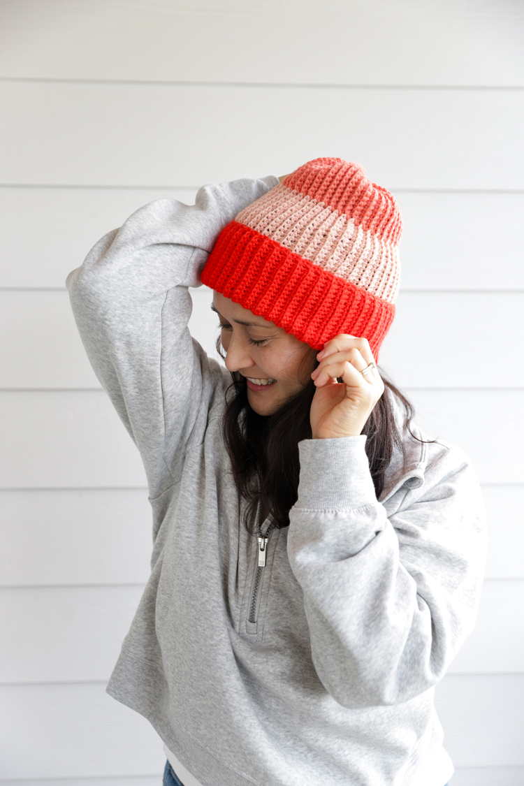 Color Blocked Crochet Beanie // free pattern and video tutorial at www.deliacreates.com