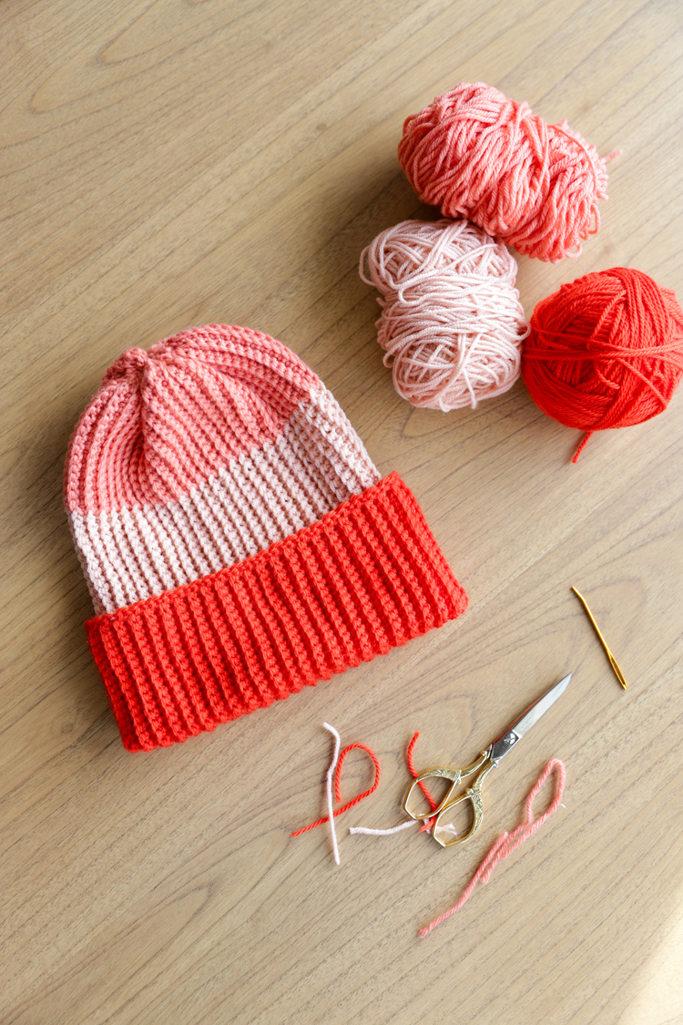 Color Blocked Crochet Beanie // free pattern and video tutorial at www.deliacreates.com